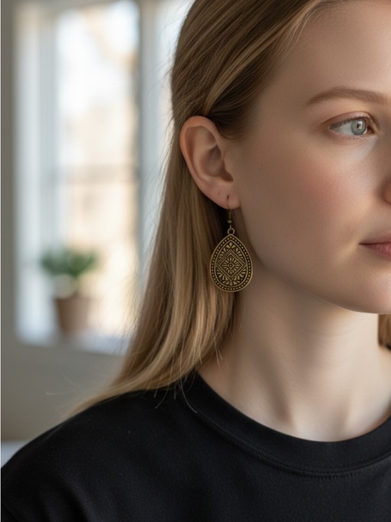 Jewelry - 3/5 Antique Gold Teardrop Filigree Earrings - Women Jewelry